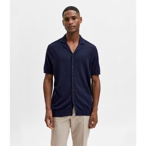 Selected Homme Men's Berg Short Sleeve Knit Cuban Cardigan Size S Quiet Luxury